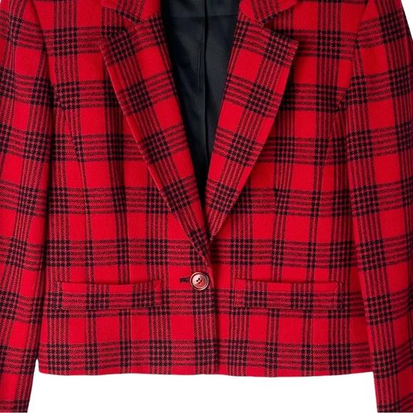 Vintage 1950s Pendleton Wool Plaid Blazer Cropped Holiday Christmas Jacket Sz XS - Picture 8 of 10